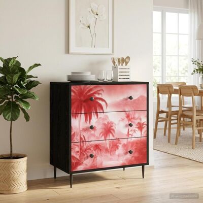 VIDAXL Cassettiera Aachen Stampa Di Palme Rosa 66 X 36,5 X 76 Cm VIDAXL Cassettiera Aachen Stampa Di Palme Rosa 66 X 36,5 X 76 Cm