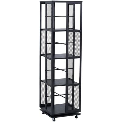 DÉCOSHOP26 Libreria Girevole In Stile Industriale Con Rotelle 147 Cm Realizzata In Metallo E Mdf Nero 040008768 DÉCOSHOP26 Libreria Girevole In Stile Industriale Con Rotelle 147 Cm Realizzata In Metallo E Mdf Nero 040008768