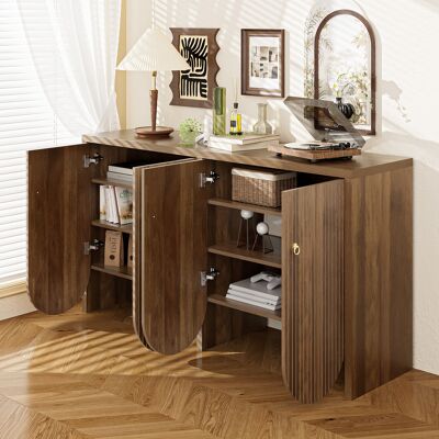 ELVMI Madia Con 4 Ante E Ripiani Regolabili, Per Soggiorno Sala Da Pranzo E Ingresso In Mdf 147 × 40 × 80 Cm Legno ELVMI Madia Con 4 Ante E Ripiani Regolabili, Per Soggiorno Sala Da Pranzo E Ingresso In Mdf 147 × 40 × 80 Cm Legno
