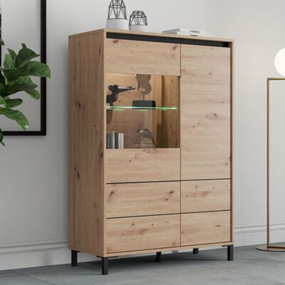 DMORA Credenza Vignate, Madia 4 Ripiani, 6 Vani, 2 Ante, 93x40x135h Cm Marrone Rovere Nodi DMORA Credenza Vignate, Madia 4 Ripiani, 6 Vani, 2 Ante, 93x40x135h Cm Marrone Rovere Nodi