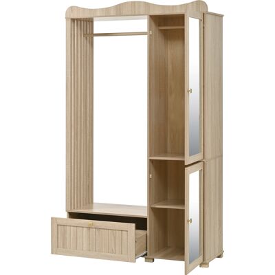 ELVMI Armadio Aperto Con 2 Ante, 1 Cassetto E Specchio Intero Per Camera Da Letto In Mdf 115,5 × 38,5 × 194,5 Cm Rovere ELVMI Armadio Aperto Con 2 Ante, 1 Cassetto E Specchio Intero Per Camera Da Letto In Mdf 115,5 × 38,5 × 194,5 Cm Rovere