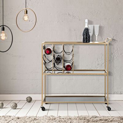 DMORA Carrello Druski, 3 Ripiani, Ruote, Con Portabottiglie, 79x40x82h Cm Nero DMORA Carrello Druski, 3 Ripiani, Ruote, Con Portabottiglie, 79x40x82h Cm Nero
