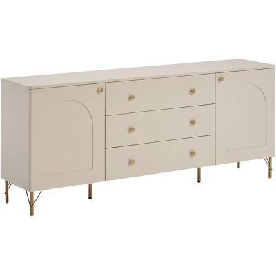 Unique Credenza 2 Ante E 3 Cassetti - Beige E Dorato - Alobara Unique Credenza 2 Ante E 3 Cassetti - Beige E Dorato - Alobara