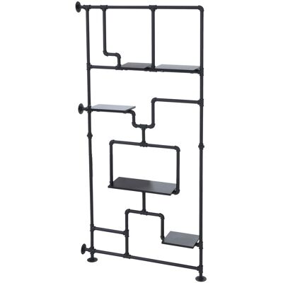 DÉCOSHOP26 Mensola Divisoria In Stile Industriale 203 Cm Con 5 Ripiani In Metallo Verniciato Melaminico Nero E Legno 040008763 DÉCOSHOP26 Mensola Divisoria In Stile Industriale 203 Cm Con 5 Ripiani In Metallo Verniciato Melaminico Nero E Legno 040008763