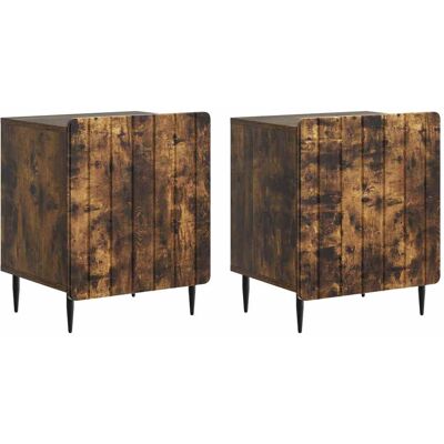 VIDAXL Armadio Da Notte 2 Pz Rovere Fumo 43 X 34,5 X 52 Cm VIDAXL Armadio Da Notte 2 Pz Rovere Fumo 43 X 34,5 X 52 Cm