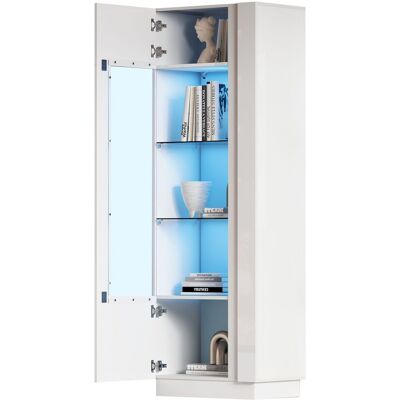 STILVORA Vetrina Con 1 Anta In Acrilico, 5 Ripiani E Led Regolabile Tramite App, Frontale Lucido, Per Soggiorno, 60×40×180 Cm STILVORA Vetrina Con 1 Anta In Acrilico, 5 Ripiani E Led Regolabile Tramite App, Frontale Lucido, Per Soggiorno, 60×40×180 Cm