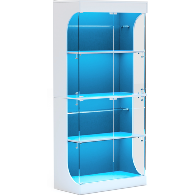 STILVORA Vetrina Con 2 Ante In Vetro, 2 Ripiani, Led, Sensore Di Movimento E Ricarica Usb, In Vetro, Bianca STILVORA Vetrina Con 2 Ante In Vetro, 2 Ripiani, Led, Sensore Di Movimento E Ricarica Usb, In Vetro, Bianca