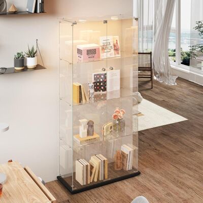 SOLKVUNZA Vetrina 78,5x35x163 Cm Con Illuminazione Touch E Serratura, Espositore A 4 Livelli In Vetro Temperato E Metallo, Nera SOLKVUNZA Vetrina 78,5x35x163 Cm Con Illuminazione Touch E Serratura, Espositore A 4 Livelli In Vetro Temperato E Metallo, Nera