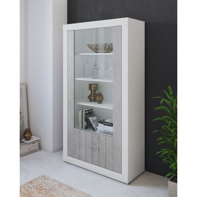 BRICOZONE Vetrina Moderna 2 Ante In Vetro Con Pannelli Effetto Legno Libreria Soggiorno Sala Da Pranzo Vetrinetta Stile Contemporaneo 104.8 X 41.8 X 191 Cm Grigio Cemento BRICOZONE Vetrina Moderna 2 Ante In Vetro Con Pannelli Effetto Legno Libreria Soggiorno Sala Da Pranzo Vetrinetta Stile Contemporaneo 104.8 X 41.8 X 191 Cm Grigio Cemento