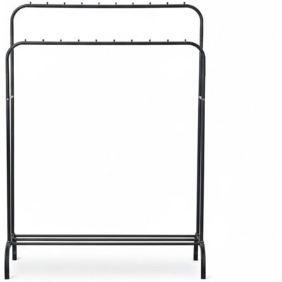 DASCK - Appendiabiti Doppia Barra Metallico 110 Cm Con Ripiano - Nero DASCK - Appendiabiti Doppia Barra Metallico 110 Cm Con Ripiano - Nero