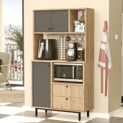 DMORA Credenza Paratico, Madia 5 Ripiani, 2 Cassetti, 3 Ante, 88x36x161h Cm Marrone Rovere DMORA Credenza Paratico, Madia 5 Ripiani, 2 Cassetti, 3 Ante, 88x36x161h Cm Marrone Rovere