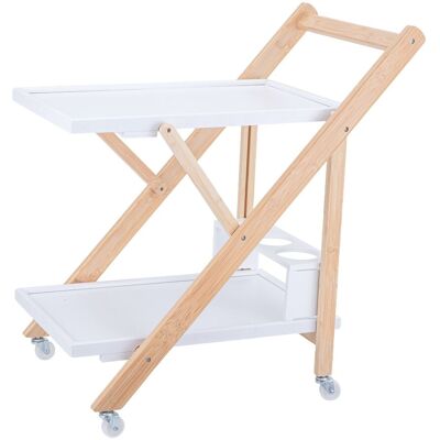 RELAXDAYS Carrello Bambù Pieghevole, Portabottiglie, 2 Ripiani, 70x44x39,5 Cm, Bianco-naturale RELAXDAYS Carrello Bambù Pieghevole, Portabottiglie, 2 Ripiani, 70x44x39,5 Cm, Bianco-naturale