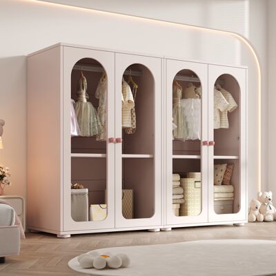 KELLANY Armadio A 2 Ante, Armadio Laccato, Armadio Per La Camera Da Letto, Armadio Per Bambini, Con Barra Per Appendere, Porte Trasparenti In Acrilico, Maniglie In Ceramica, Rosa Baby, Set Da 2, 160×50×120 Cm KELLANY Armadio A 2 Ante, Armadio Laccato, Armadio Per La Camera Da Letto, Armadio Per Bambini, Con Barra Per Appendere, Porte Trasparenti In Acrilico, Maniglie In Ceramica, Rosa Baby, Set Da 2, 160×50×120 Cm