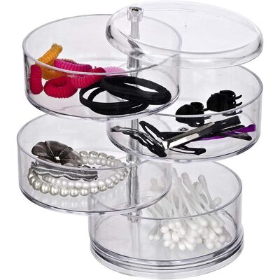 MINKUROW Portaoggetti/organizzatore Per Cosmetici, Con 4 Scomparti Girevoli, Acrilico, 11,5 X 17,5 X 11,5 Cm, Trasparente MINKUROW Portaoggetti/organizzatore Per Cosmetici, Con 4 Scomparti Girevoli, Acrilico, 11,5 X 17,5 X 11,5 Cm, Trasparente