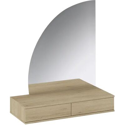 Unique Toeletta Sospesa Con Specchio Con Led 2 Cassetti Naturale Chiaro - Jineza Unique Toeletta Sospesa Con Specchio Con Led 2 Cassetti Naturale Chiaro - Jineza