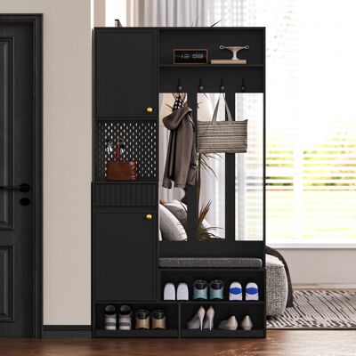 OKMYHOME Mobile Contenitore Ingresso 100x180 Con Panca E Ganci OKMYHOME Mobile Contenitore Ingresso 100x180 Con Panca E Ganci