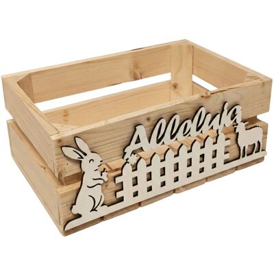 OEM Scatola Pasquale In Legno "hallelujah" Con Coniglietto E Agnello, 30x20x12 Cm OEM Scatola Pasquale In Legno "hallelujah" Con Coniglietto E Agnello, 30x20x12 Cm