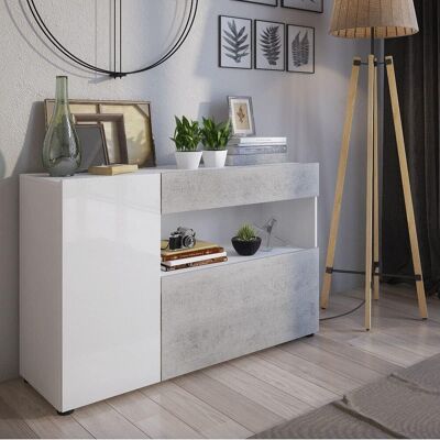 MERCATONE GERMANVOX Credenza Moderna Bianco Cemento 130x41x81 Cm Buffet Soggiorno MERCATONE GERMANVOX Credenza Moderna Bianco Cemento 130x41x81 Cm Buffet Soggiorno