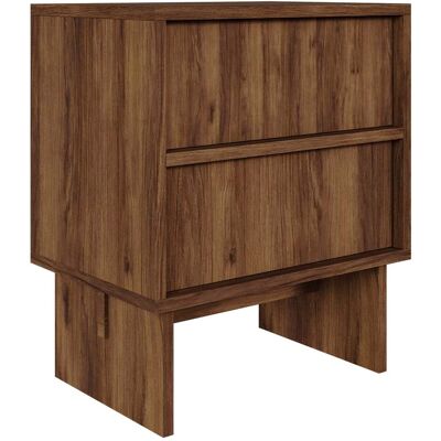 SELSEY Sanva - Comodino Con 2 Cassetti - 50 Cm - Noce Warmia SELSEY Sanva - Comodino Con 2 Cassetti - 50 Cm - Noce Warmia