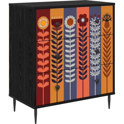 VIDAXL Cassettiera Essen Stampa Di Girasoli 66 X 36,5 X 76 Cm VIDAXL Cassettiera Essen Stampa Di Girasoli 66 X 36,5 X 76 Cm