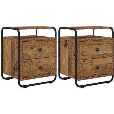 VIDAXL Armadio Da Notte 2 Pz Legno Antico Legno Ingegnerizzato VIDAXL Armadio Da Notte 2 Pz Legno Antico Legno Ingegnerizzato