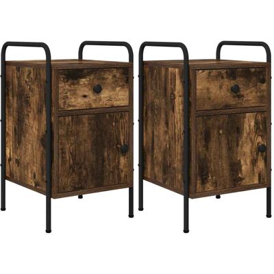 VIDAXL Armadio Da Notte 2 Pz Rovere Fumo 35 X 36,5 X 61 Cm VIDAXL Armadio Da Notte 2 Pz Rovere Fumo 35 X 36,5 X 61 Cm