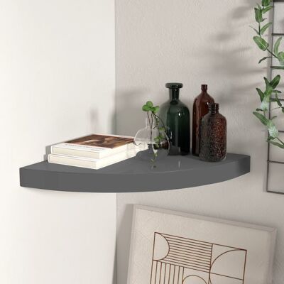 VIDAXL Scaffale Angolare A Parete Grigio Lucido 35x35x3,8 Cm In Mdf - VIDAXL Scaffale Angolare A Parete Grigio Lucido 35x35x3,8 Cm In Mdf -