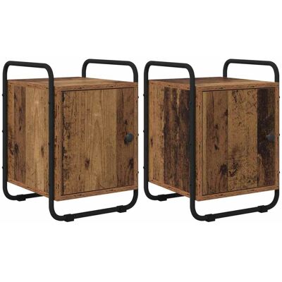 VIDAXL Armadio Da Notte 2 Pz Legno Antico Legno Ingegnerizzato VIDAXL Armadio Da Notte 2 Pz Legno Antico Legno Ingegnerizzato