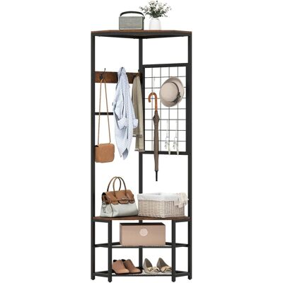 COSTWAY Stand Appendiabiti Angolare, Attaccapanni Per Ingresso Con Scarpiera 7 Ganci E Barra COSTWAY Stand Appendiabiti Angolare, Attaccapanni Per Ingresso Con Scarpiera 7 Ganci E Barra
