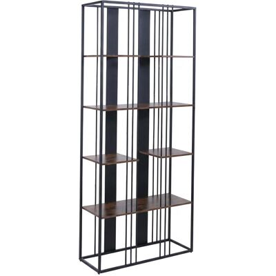 DÉCOSHOP26 Libreria In Stile Industriale Modello Alto 180x80x31 Cm In Metallo E Mdf Finitura Nera E Marrone Scuro 040008778 DÉCOSHOP26 Libreria In Stile Industriale Modello Alto 180x80x31 Cm In Metallo E Mdf Finitura Nera E Marrone Scuro 040008778
