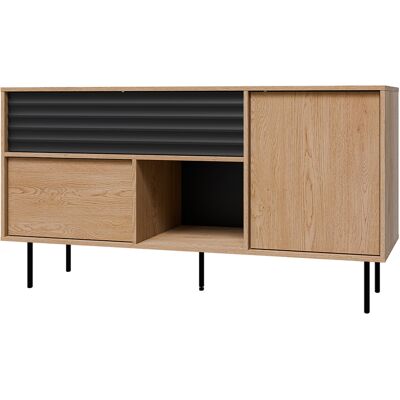 PETITS-MEUBLES Buffet 2 Ante 1 Cassetto Astra Marrone E Nero 80cm PETITS-MEUBLES Buffet 2 Ante 1 Cassetto Astra Marrone E Nero 80cm