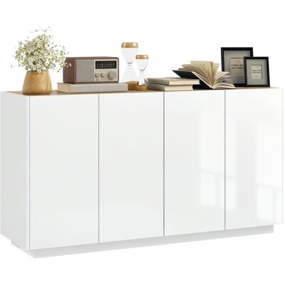 TORMATOR Credenza Moderna Con Armadietti A 2 Ante, Chiusura Ammortizzata E Ripiani Regolabili, 140x40x75cm, Bianco Lucido TORMATOR Credenza Moderna Con Armadietti A 2 Ante, Chiusura Ammortizzata E Ripiani Regolabili, 140x40x75cm, Bianco Lucido