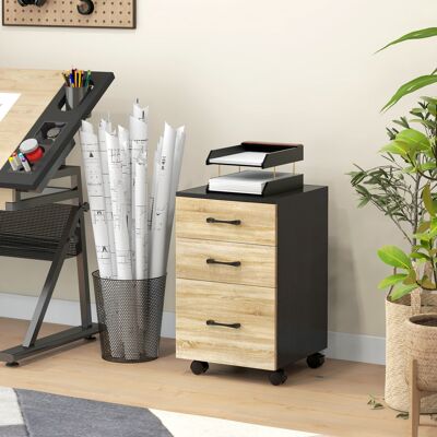 PZCC Mobile Archivio Da Ufficio Con Ruote, Cassetti E Asta Appendiabiti Per Documenti, 40x42x65 Cm, Rovere E Nero. PZCC Mobile Archivio Da Ufficio Con Ruote, Cassetti E Asta Appendiabiti Per Documenti, 40x42x65 Cm, Rovere E Nero.