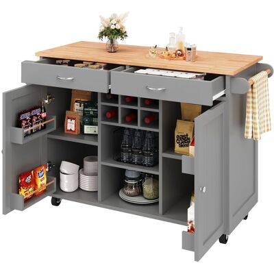 STILVORA Carrello Da Cucina Con Ripiani Regolabili E Portabottiglie, Con Ruote, Per Cucina, In Mdf E Metallo, 102x45x92 Cm, Grigio STILVORA Carrello Da Cucina Con Ripiani Regolabili E Portabottiglie, Con Ruote, Per Cucina, In Mdf E Metallo, 102x45x92 Cm, Grigio