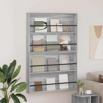 VIDAXL Scaffale Per Riviste 2 Pcs Grigio Sonoma 100 X 12 X 70 Cm VIDAXL Scaffale Per Riviste 2 Pcs Grigio Sonoma 100 X 12 X 70 Cm