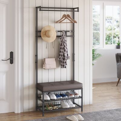PZCC Appendiabiti/porta Abiti Con 5 Ganci E Panca Porta Scarpe A 2 Livelli, Armadio In Metallo Per Ingresso, Camera Da Letto, 72,5 X 35 X 180 Cm PZCC Appendiabiti/porta Abiti Con 5 Ganci E Panca Porta Scarpe A 2 Livelli, Armadio In Metallo Per Ingresso, Camera Da Letto, 72,5 X 35 X 180 Cm