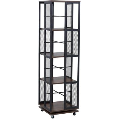 DÉCOSHOP26 Libreria Girevole In Stile Industriale Con Rotelle 147 Cm Realizzata In Metallo E Mdf Marrone Scuro 040008769 DÉCOSHOP26 Libreria Girevole In Stile Industriale Con Rotelle 147 Cm Realizzata In Metallo E Mdf Marrone Scuro 040008769