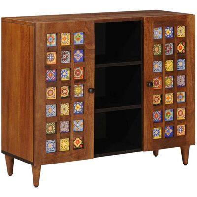 VIDAXL Credenza Noce 90 X 33,5 X 75 Cm Legno Di Mango Massello VIDAXL Credenza Noce 90 X 33,5 X 75 Cm Legno Di Mango Massello