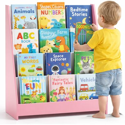 BAKAJI Libreria Montessoriana Rosa In Legno Scaffale Porta Libri Per Bambini 80x30x88cm BAKAJI Libreria Montessoriana Rosa In Legno Scaffale Porta Libri Per Bambini 80x30x88cm