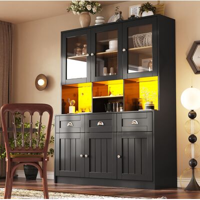 OKMYHOME Mobile Armadio 140x40x175cm Led App Nero Stile Retrò OKMYHOME Mobile Armadio 140x40x175cm Led App Nero Stile Retrò