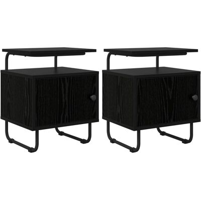 VIDAXL Armadio Da Notte 2 Pz Rovere Nero Legno Ingegnerizzato VIDAXL Armadio Da Notte 2 Pz Rovere Nero Legno Ingegnerizzato