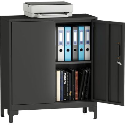 TREETALK Mobile Da Ufficio A 2 Ripiani, Contenitore In Metallo Con 2 Ante Chiudibili A Chiave, 80 X 35 X 91 Cm, Nero. TREETALK Mobile Da Ufficio A 2 Ripiani, Contenitore In Metallo Con 2 Ante Chiudibili A Chiave, 80 X 35 X 91 Cm, Nero.