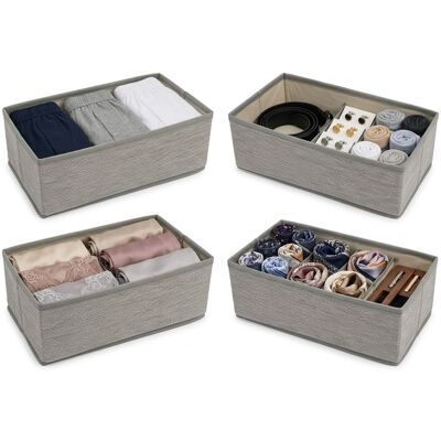 COSE DA CASA Set 4 Scatole Organizer In Tessuto Grigio Organizzatore Cassetti Per Intimo Calze E Accessori Dimensioni 28x14x11 Cm Contenitori Rettangolari Salvaspazio Per Armadio COSE DA CASA Set 4 Scatole Organizer In Tessuto Grigio Organizzatore Cassetti Per Intimo Calze E Accessori Dimensioni 28x14x11 Cm Contenitori Rettangolari Salvaspazio Per Armadio