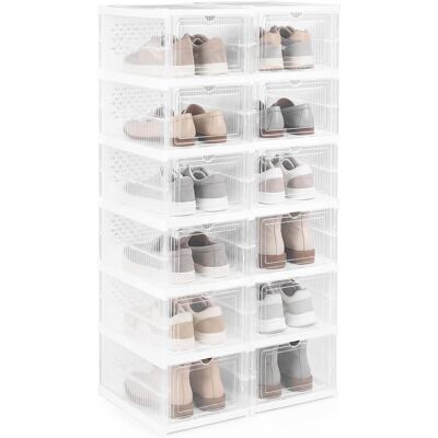 COSTWAY Scatole Per Scarpe, Set Di 2 Organizzatore Per Scarpe A 6 Livelli,per Ingresso E Soggiorno COSTWAY Scatole Per Scarpe, Set Di 2 Organizzatore Per Scarpe A 6 Livelli,per Ingresso E Soggiorno
