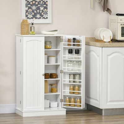PZCC Mobile Dispensa Da Cucina Con 2 Ante, 5 Ripiani E 12 Portaspezie - 60 X 30 X 104 Cm - Bianco PZCC Mobile Dispensa Da Cucina Con 2 Ante, 5 Ripiani E 12 Portaspezie - 60 X 30 X 104 Cm - Bianco