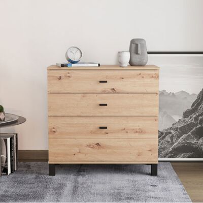 DMORA Credenza Mindo, Madia 3 Cassetti, Un Ripiano, Con Piedini, 77x35x78h Cm Marrone Rovere Nodi DMORA Credenza Mindo, Madia 3 Cassetti, Un Ripiano, Con Piedini, 77x35x78h Cm Marrone Rovere Nodi