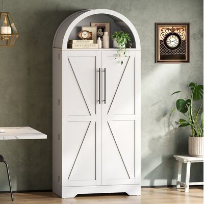 MODFU Buffet E Credenza 70x40x165 Cm, Mobile Contenitore Con Ante, Ripiani A Giorno, Mdf Bianco MODFU Buffet E Credenza 70x40x165 Cm, Mobile Contenitore Con Ante, Ripiani A Giorno, Mdf Bianco