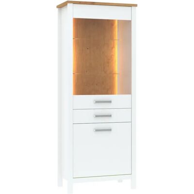 M&S Vetrina 1 Anta 2 Cassetti Da Soggiorno Ripiani In Vetro Bianco Rovere M&S Vetrina 1 Anta 2 Cassetti Da Soggiorno Ripiani In Vetro Bianco Rovere