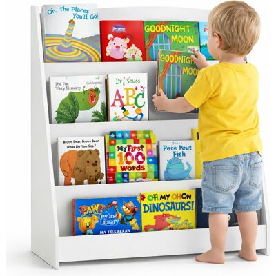 BAKAJI Libreria Montessoriana Bianco In Legno Scaffale Porta Libri Per Bambini 80x30x88cm BAKAJI Libreria Montessoriana Bianco In Legno Scaffale Porta Libri Per Bambini 80x30x88cm