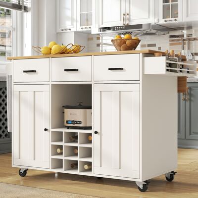 MODENVIE Carrello Da Cucina Con 3 Cassetti, 2 Ante, Portaspezie, Portasciugamani E Piano Pieghevole, 104 X 39.5 X 91.5 Cm MODENVIE Carrello Da Cucina Con 3 Cassetti, 2 Ante, Portaspezie, Portasciugamani E Piano Pieghevole, 104 X 39.5 X 91.5 Cm